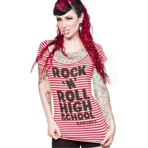 Red and White Striped Graphic Tee. Ramones size s